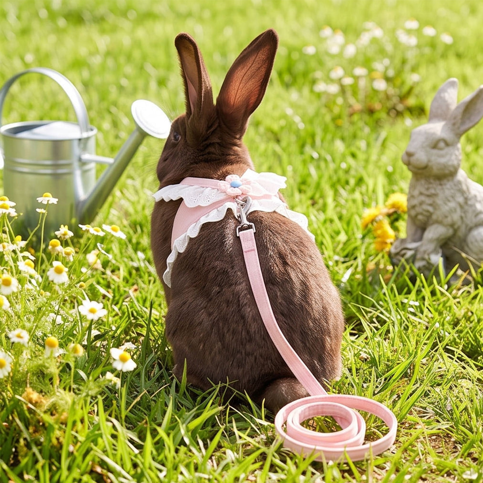 YZAPOII Rabbit Harness and Walking Lead, Soft Polyester Adjustable Set ...