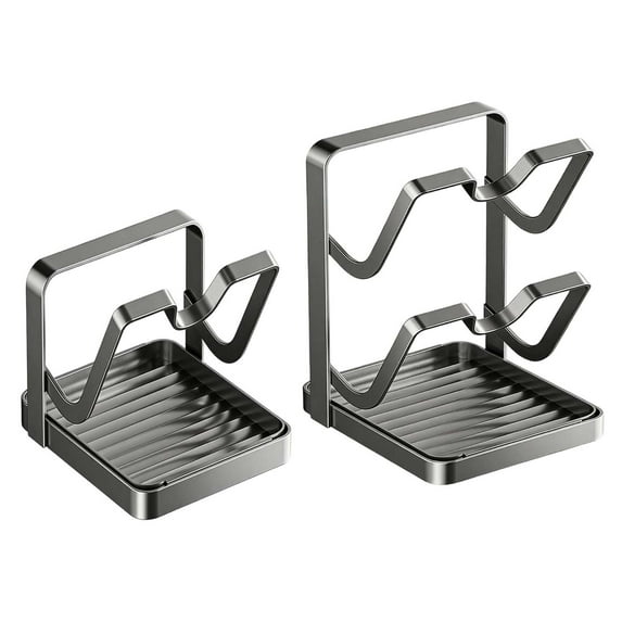 YZEGDCH 2Pcs Countertop Pot Lid Holder With Spoon Rest, 1 Pot+2 Pot Lid Organizer To Keep Cooking Utensils Handy And For Kitchen Space Tidy