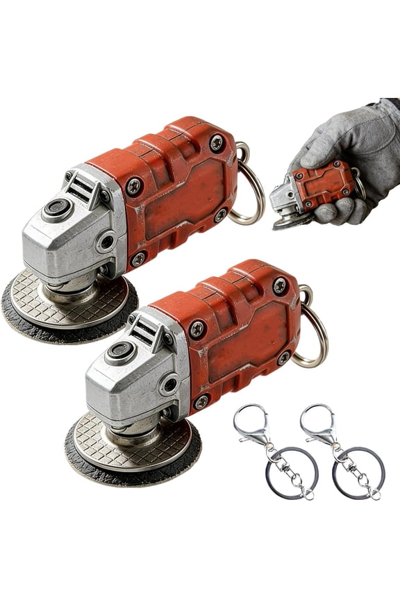 2Pcs Mini Chainsaw Keychain, Realistic Grinding Tool Keychain Pendant Keyring for Tool Lovers, Backpack Accessories Bag Purse Charms Valentines Father's Day Gift for Men Son Teen