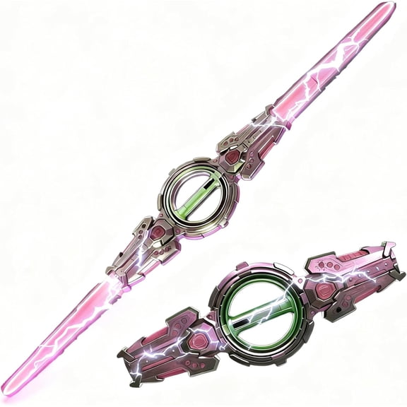 YZEGDCH 42.5" Pink Light Up Sword, Retractable LED Flashing Saber with Laser Flash & Realistic Sound Effects, 7-Color Changing for Cosplay, Cool Costume, Birthday Valentines Gift for famliy friends