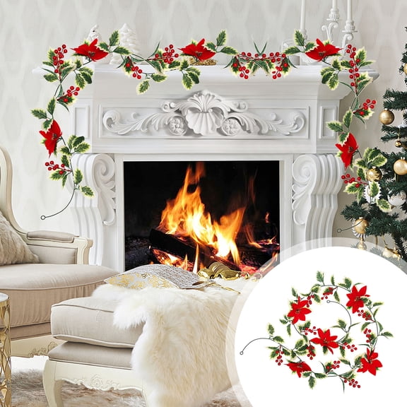 YZEGDCH Artificial Christmas Garland Winter Greenery Red Flower Garland for Christmas Flowers Saveings Anniversary Wedding Birthday Christmas Home Wall Arch Decor, Spring Summer Flower
