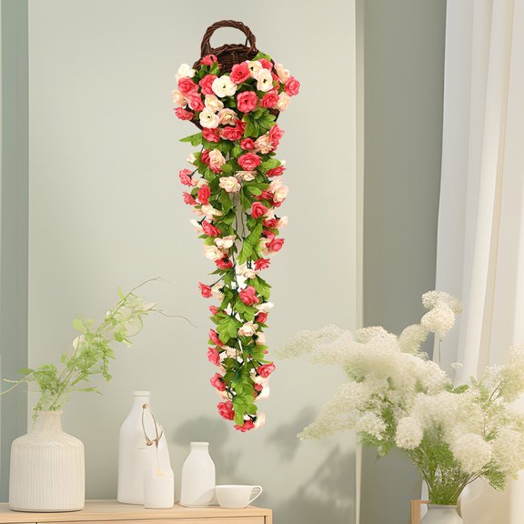 YZEGDCH Artificial Flowers Artificial Rose Floral Vines 2Pc Fake Hanging Spring Saved Flower Garland for Wall Backdrop Wedding Arch Tea Party Door Mantle Decoration