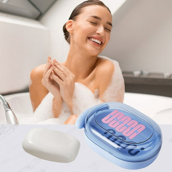 Bath Soap Box Shampoo Leakproof Portable Travel Soap Case for Bathroom Shower Gym School Camping Bathroom Supplies,Plastic,Blue