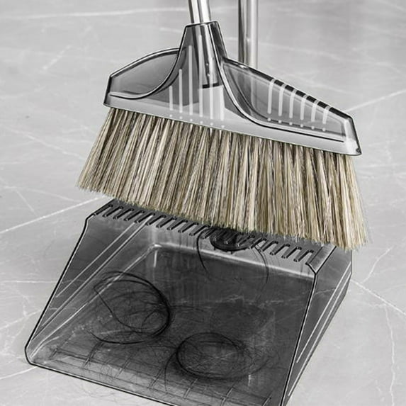 Tupukom Broom with Dustpan Combo Set Home Long Handle Broom with Dust Pan Dust Pan with Built-in Teeth for Home Office Indoor Sweeping Apartment Essentials