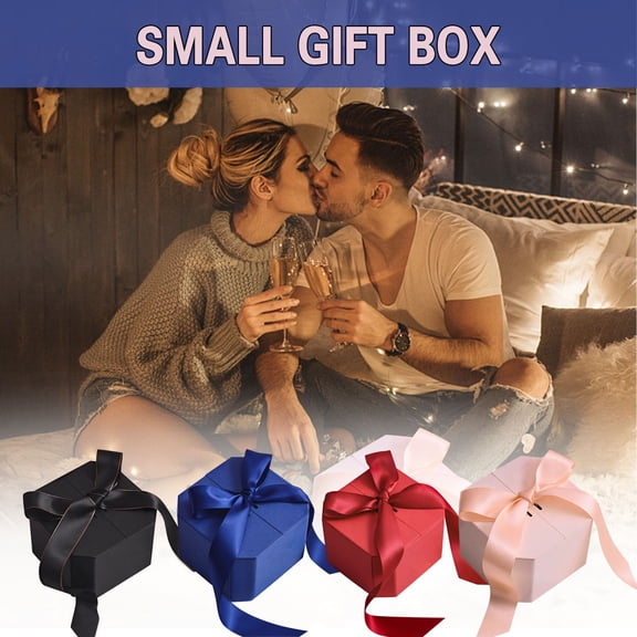 Christmas Boxes for Gifts,Small Octagonal Gift Box with Ribbon,Blue,Christmas Decorations for Indoor Outdoor Porch Yard Tree Holiday Decor