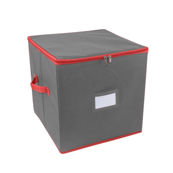 Christmas Ornament Storage Boxes,13"x13"x13" Four-Layer 64-Grid Foldable Christmas Ball Non-Woven Storage Box with Lid,Keeps Christmas Decorations Clean & Dry for Next Season
