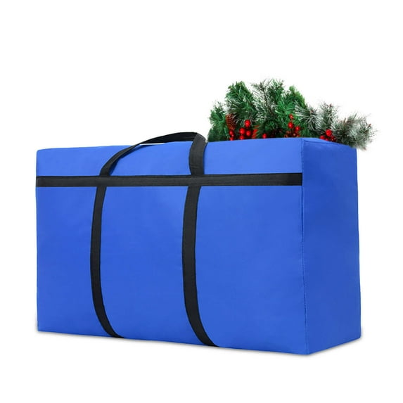 Christmas Tree Storage Bag,20"x14"x6" Reusable Premium Double Zipper Christmas Tree Storage Container (Blue),Keeps Christmas Decorations Clean & Dry for Next Season