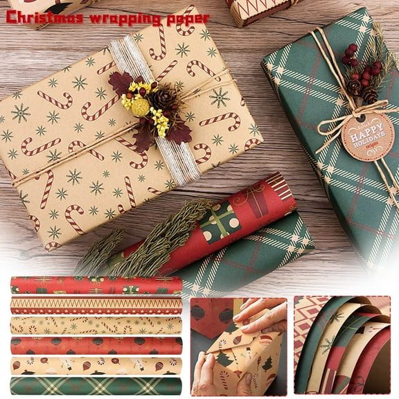 Christmas Wrapping Paper,Holiday Wrapping Paper,Tear-Resistant,19.6"x27.5",New Christmas Kraft Paper Wrapping Paper,Christmas Gifts for Kids Men Women,Christmas Party Favors