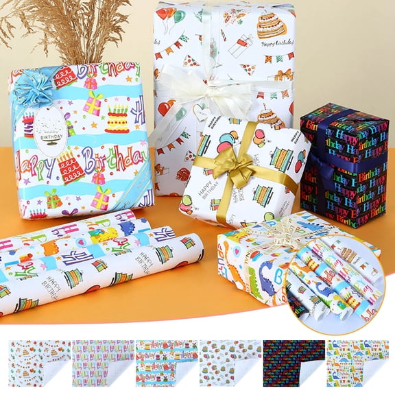 Christmas Wrapping Paper for Men Women Kids,Vintage,Giant Roll,Tear-Resistant,19.6"x27.5",Happy Birthday Wrapping Paper,80g Coated Paper,Ideal for Packaging Christmas Gifts Presents