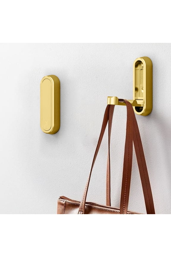 Folding Hooks for Wall Heavy Duty Coat Hooks for Wall Invisible Bathroom Towel Hooks for Hanging Coat Towels Clothes Hat Bags Keys,Gold,Alloy