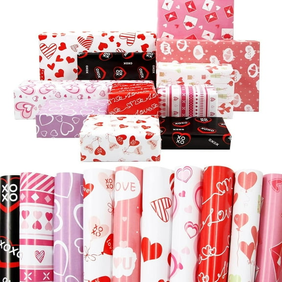 6 Sheets Valentine Wrapping Paper Sheets Wedding Valentines Day Gift Wrap Folded Large Sheets Gift Decoration for DIY Valentine Sewing Craft,20x28 Inch