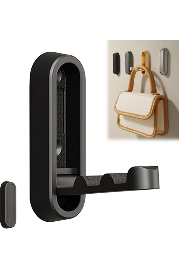 Folding Hooks for Wall Foldable Heavy Duty Coat Hooks Invisible Purse Hook for Wall Home Must-have Bathroom Towel Hooks,Black,Alloy