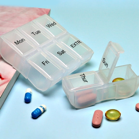 Pill Planner Containers Arthritis Friendly Portable Pill Organizer with Large Compartments Small Medicine Organizer for Pill Vitamins Fish Oil Supplements