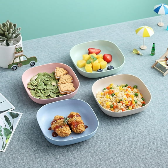 Wheat Straw Plates Set Table Garbage Plates Bone Spit Dish Snack Fruit Food Dish Home Must-have,4pcs