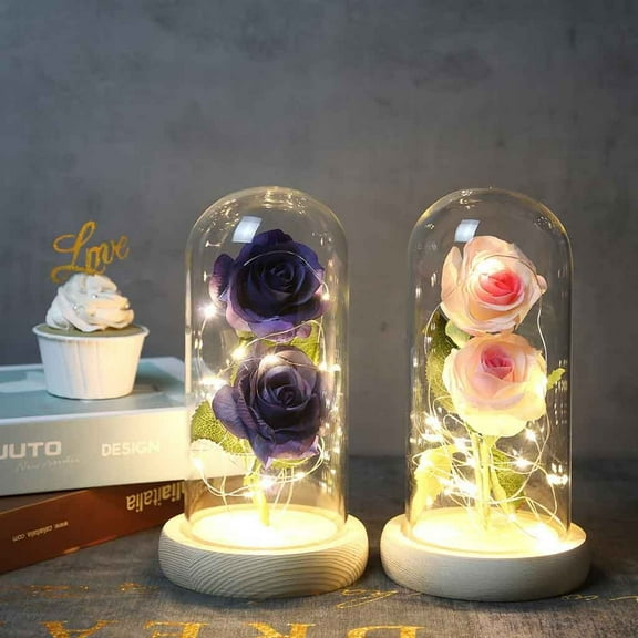 YZEGDCH Clearance!Valentines Day Decorations Indoor,Flower Forever Enchanted Rose Decor LED Romantic Light,Romantic Gifts on Valentine Mothers Day Anniversary