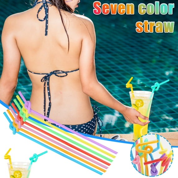 Dining Accessories 100PCS Disposable Straws Flexible Bendable Plastic Drinking Straws Colorful Bendy Straws for Women Men Adults Kids for Juice Drinks