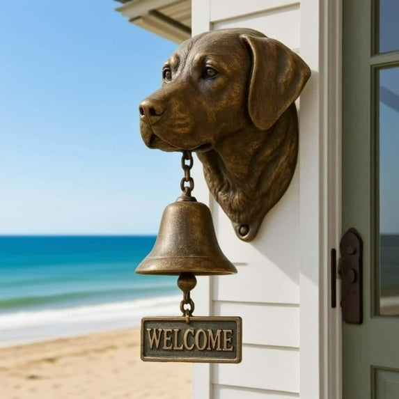 YZEGDCH Dog Welcome Sign Doorbell 3D Retriever Head Design Cast Iron Resin Vintage Decorative Hanging Bell for Entryways,Yard,Garden,Outdoor(Labrador) Home