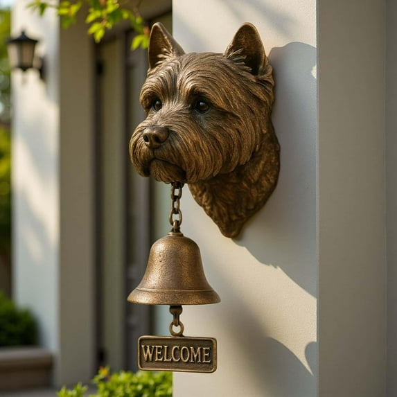 YZEGDCH Dog Welcome Back Doorbell 3D Retriever Head Design Cast Iron Resin Vintage Decorative Hanging Bell for Entryways,Yard,Garden,Outdoor(Terrier) Hardware