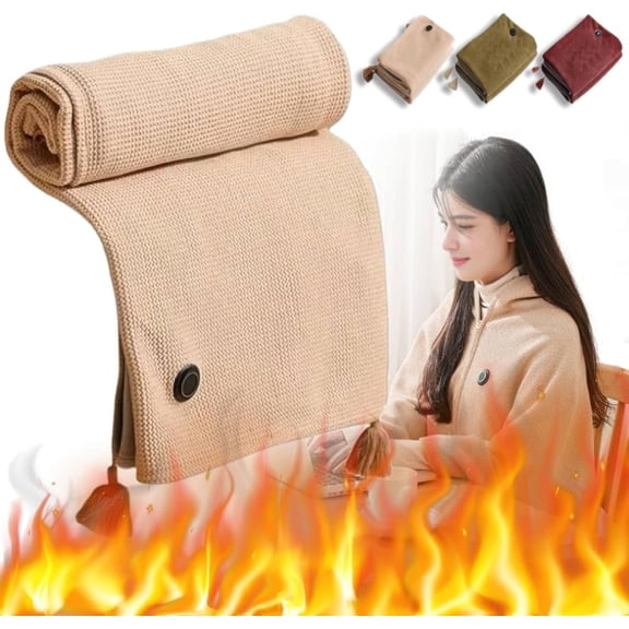 YZEGDCH Fall Portable Heated Shawl - Soft Zippe Heated Blanket, Wearable Cordless Warming Wrap, Portable Wireless Heating for Home Travel Office, Christmas Gifts for Kid Family Friends