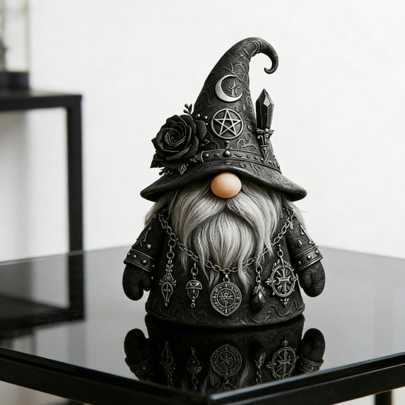YZEGDCH Gothic Gnome Figurine, Gothic Gnomes Collectible Home Office Halloween Decor, Resin Fantasy Statue for Home Shelves, Mantels Displays, Gift for Women Men