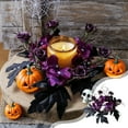 thumbnail image 1 of YZEGDCH Halloween Candles With Garland Artificial Black Maple Leaves Wreaths Candle Rings Wreaths for Fall, Halloween & Thanksgiving Home Decor Gifts, 1 of 7