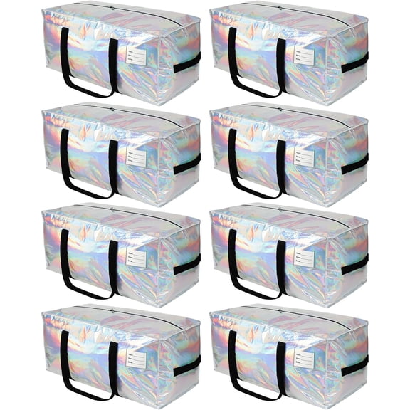 YZEGDCH Home s! 8 Pack Extra Heavy Duty Large Moving Bags with Strong Zipper & Comfortable Handles, Sturdy Clothes Storage Bags, Blue Packing Moving Boxes for College Supplies