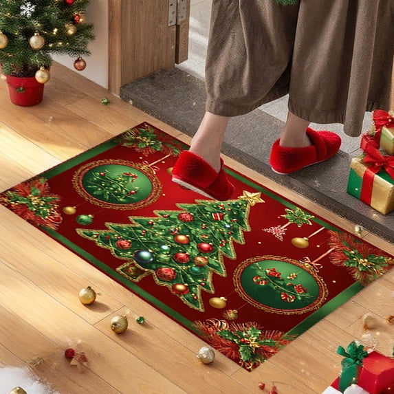YZEGDCH Home Christmas Mat Non Slip Washable Bath Rug, Quick Dry Shaggy Floor Carpet for Tub Shower Bath Door Enterway