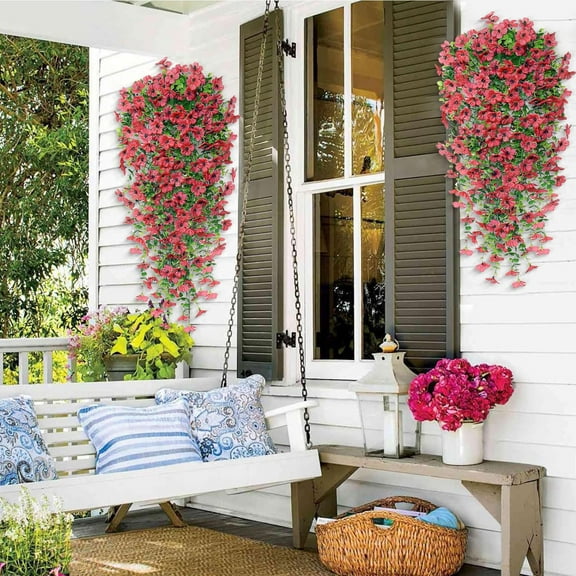 Home Decor Artificial Hanging Flowers for Outdoors Faux Plants Hanging Artificial Flowers Basket for Outdoor Weddings & Patio Decor Ceremony Essentials