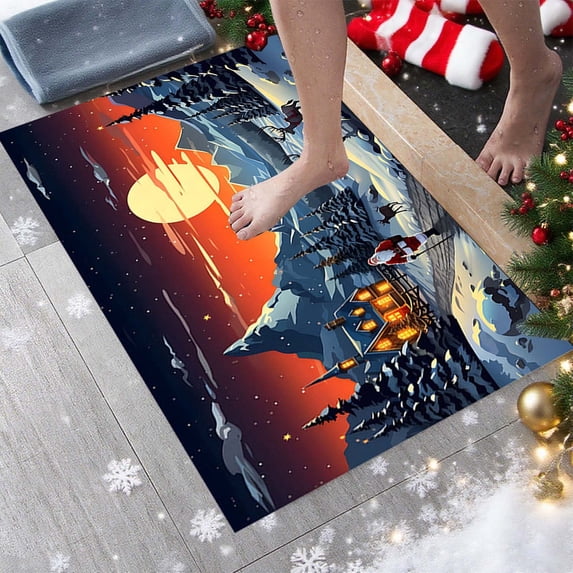 YZEGDCH Mat Christmas Mat Non Slip Washable Bath Rug, Quick Dry Shaggy Floor Carpet for Tub Shower Bath Door Enterway