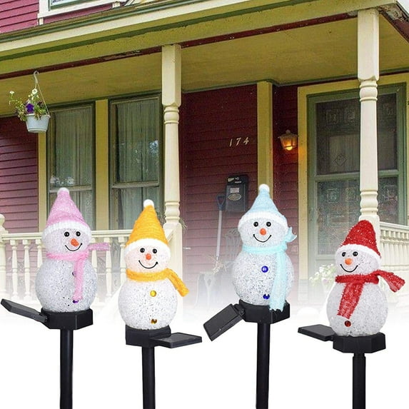 Outdoor LED Solar Garden Lights,Waterproof Solar Pathway Yard Lights,Solar Garden Lights LED Christmas Snowman Plug Lights