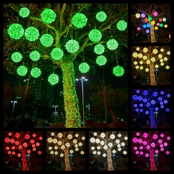 YZEGDCH Outdoor Solar Christmas Balls Lights Tree Lights Waterproof, 1 Pack Green LED Hanging Globe Sphere Lights for Party Wedding Xmas Porch Patio Garden Yard Decorations