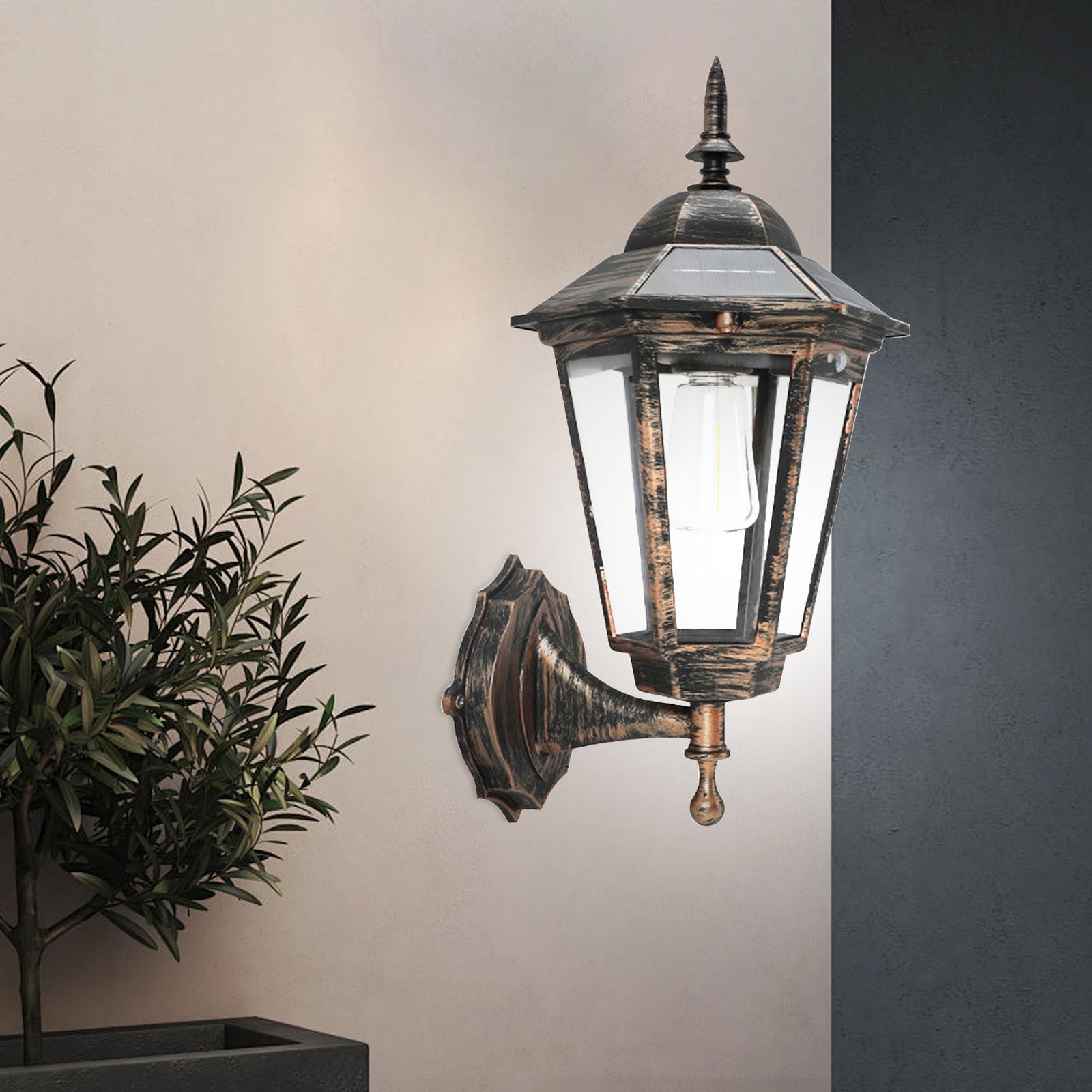 Outdoor Solar Lights,New European-style Solar Lamp Outdoor Courtyard Lamp Automatically Light Human Body Induction Warm Tungsten Filament Wall Lamp After Dark