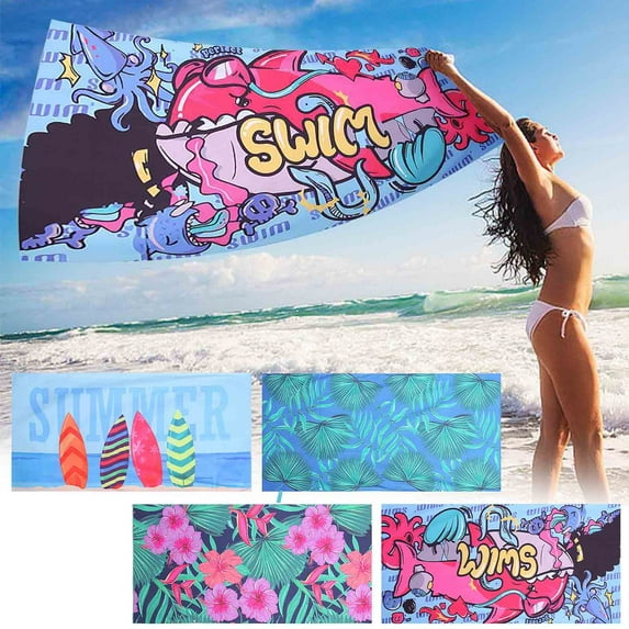 Oversized Mircofiber Beach Towel Colorful Fast Drying Sand Free Beach Towel Super Lightweight Pool Towels for Travel Sports Pool Swimming Bath Camping Yoga