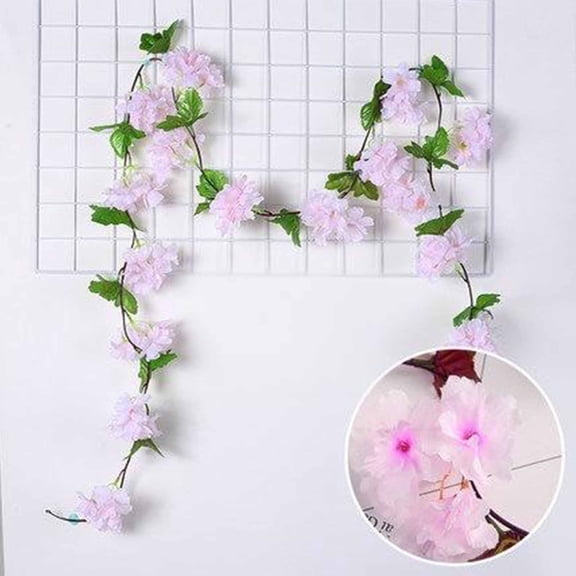 YZEGDCH Pink Flower Garland Artificial Cherry Flower Vine Silk Hanging Flower Saved Anniversary Wedding Birthday Christmas Home Wall Arch Decor, Spring Summer Flower