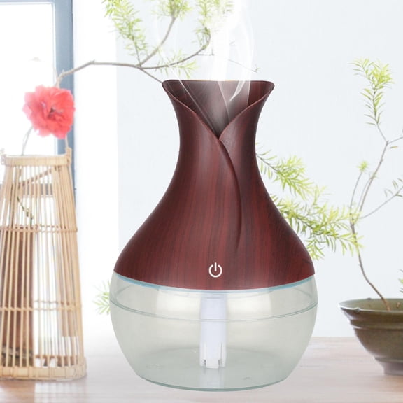YZEGDCH Ultrasonic Humidifier for Home,300Ml Light Wood Grain Transparent Wood Grain Aromatherapy Diffuser, USB Humidifier,Small Quiet Air Portable Humidifiers