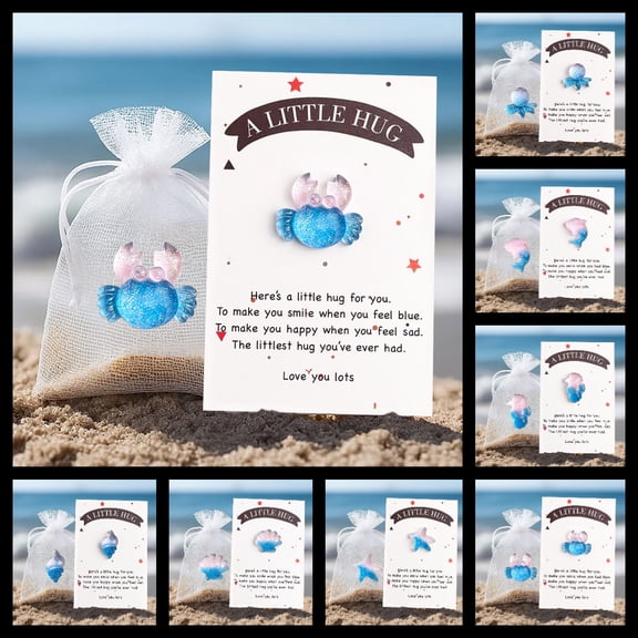 YZEGDCH Valentines Pocket Hug Crab with Greeting Cards for K*ids, Little Heart Pocket Hug Token, Long Distance Relationship Gifts, Thinking of You Gifts for Women Men Him Her, Under 5 Dollars!