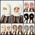 thumbnail image 1 of YZEGDCH White Women One Piece Slouchy Fleece Thicken Beanie Winter Hats Scarf Mask Drawstring Warm Hooded Winter Balaclava Pullover Knitted Winter Hat, Birthday Valentines Gift for Women, 1 of 9