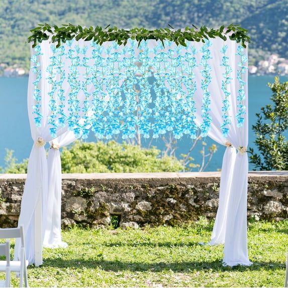 YZEGDCH Wisteria Artificial Flowers Garland 7FT Blue Wisteria Hanging Flowers Decor Flower Garland Decorations for Home Garden Outdoor Ceremony Wedding Arch Decoration