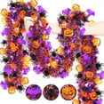 thumbnail image 1 of YZEGDCH Halloween Clearacne! 50FT Halloween Tinsel Garland with Orange Pumpkin Black Spider Purple Bat, Halloween Garland Decorations, Shiny Metallic Twist Garland for Home Tree Indoor Outdoor Party, 1 of 9