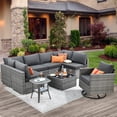 thumbnail image 1 of YZGRSHOP200-9B XIZZI 9-Piece Patio Outdoor Furniture Wicker Sectional Sofa Set Black, 1 of 4
