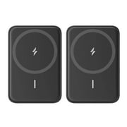 General MagGo Magnetic Wireless Power Bank 5000mAh 2-Pack, Built-In Kickstand, USB-C Recharge, Mag-Safe Compatible Charger for iPhone 15/14/13/12, Compact Portable Backup Battery