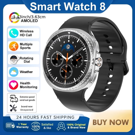 YZHENDEC Smart Watch 8 (2025) - Wireless 5.4, AMOLED HD, AI GPT Assistant, GPS, Wireless Calls, Android/iOS Compatible, Couples/Men/Women Gift