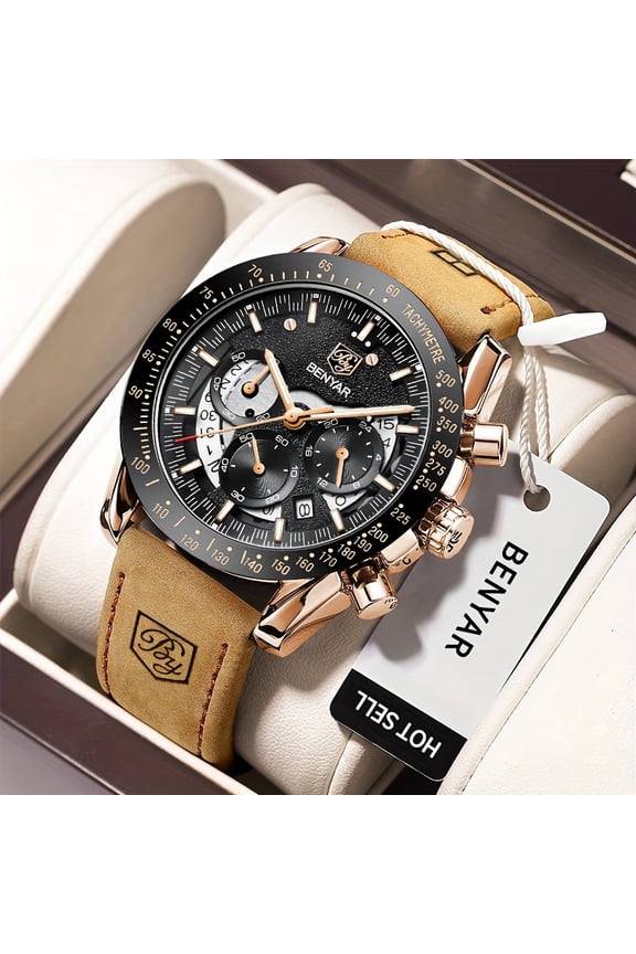 YZHENDEC Watches For Men - Analog Quartz Chronograph Luminous - Big Face Mens Watches - Business Work Sport Casual Fashion Designer - Dress Men'S Wrist Watches - Elegant Gift For Men