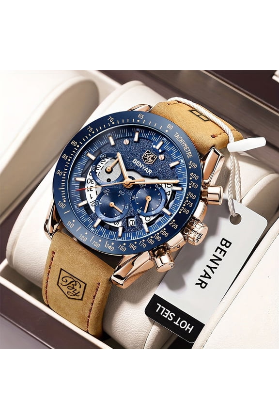 YZHENDEC Watches For Men - Analog Quartz Chronograph Luminous - Big Face Mens Watches - Business Work Sport Casual Fashion Designer - Dress Men'S Wrist Watches - Elegant Gift For Men