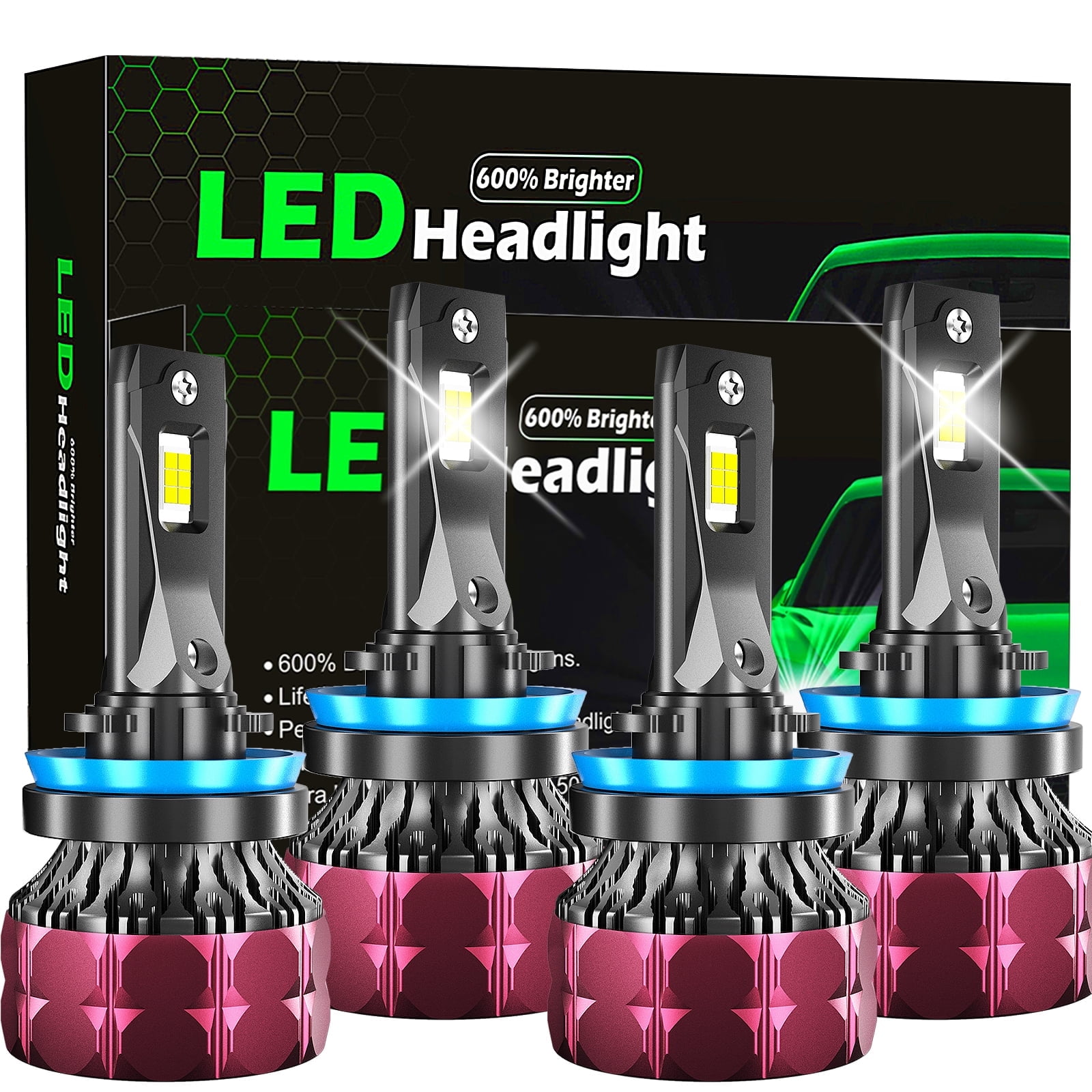 YZHIDIANF 9005 9006 LED Headlight Bulbs, 22000LM 6500K Cool White Fog Light, HB3 HB4 Fog Light Bulbs with Cooling Fan Fog Lights Plug and Play, IP68 Waterproof, Pack of 4pcs