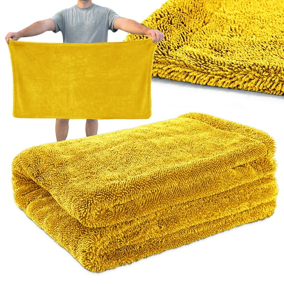 YZHIDIANF Professional Microfiber Wash Towels for Cars, No-Scratch Rag Car Polishing Detailing Towel, 23.6" x 62.9", Yellow - Pack of 1