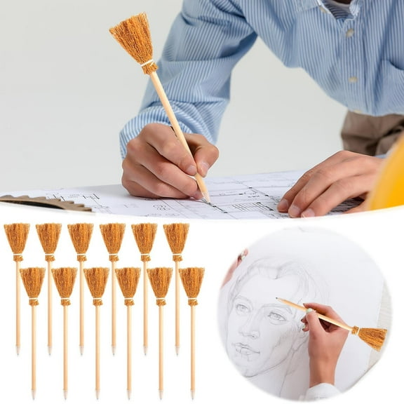 YZHMYR 12 Pack Witch Broom Pencils Witch Party Favors Cute Decorative Wooden Pencils for Teens Adults Themed Parties Daily Writing Painting Scrapbooking Party Souvenirs High-Value Stationery Decor