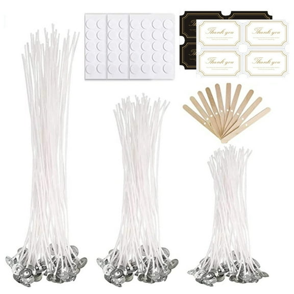 YZHMYR Candle Wick Set & DIY Craft Supplies Pre-Waxed Tabbed Wick with Stainless Steel Holder Natural Thread for Home Office Candle Making Household DIY Craft Projects Candle Making Supplies
