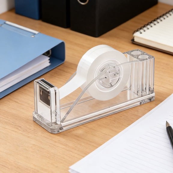 YZHMYR Clear Plastic Tape Dispenser Anti-Skid Base Smooth Roller with 1 Roll Adhesive Tape Max Width Tape for Office School Classroom Back to School Desk Organizer Packaging Stationery Supplies