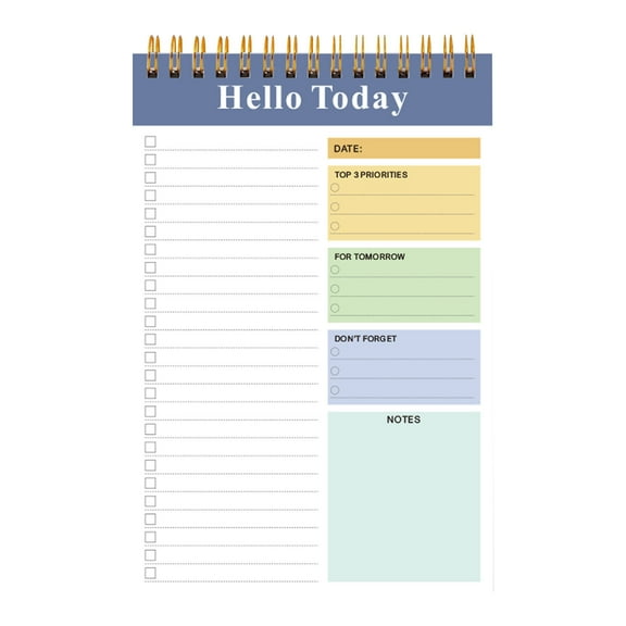 YZHMYR Daily To-Do Notepad Undated 52 Sheets Double Twin Binding Prioritization Boxes Reminder Notes Portable for School Office Daily Schedule Task Management Focus Boosting Organizer Notebook